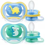 Залъгалки Philips Avent - Ultra Air, с декорация Дино и коала с кутия за стерилизиране, 18m+, 2 броя