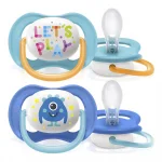 Залъгалки Philips Avent - Ultra Air Happy, с Декорация и надпис с кутия за стерилизиране, 6-18 m, 2 броя