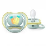 Залъгалки Philips Avent - Ultra Air, с декорация Папагал и ананас с кутия за стерилизиране, 0-6 m, 2 броя