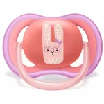 Залъгалки Philips Avent - Ultra Air, с декорация Тигър и заек с кутия за стерилизиране, 18m+, 2 броя