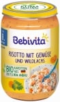 Био пюре Bebevita - Ризото със зеленчуци и дива сьомга, 220 g