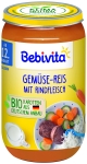 Био пюре Bebivita - Зеленчуци, ориз и телешко месо, 250 g