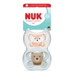 Силиконови залъгалки NUK - Perfect Match Air, с декорация Лисица & Мече, 0-2 m, 2 броя