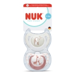 Силиконови залъгалки NUK - First Choice, с декорация Пингвин & Жираф, 0-6 m, 2 броя