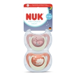 Силиконови залъгалки NUK - First Choice Night, с декорация Зайче & Овца, 0-6 m, 2 броя