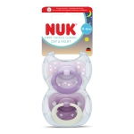 Силиконови залъгалки NUK - First Choice, Day & Night, За момиче, 0-6 m, 2 броя