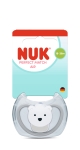 Силиконова залъгалка NUK - Perfect Match Air, Полярна мечка с кутия за стерилизиране, 18-36 m