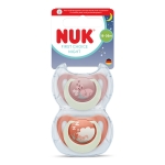 Силиконови залъгалки NUK - First Choice Night, с декорация Зайче & Овца, 18-36 m, 2 броя