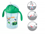 Неразливаща чаша със сламка NUK - Motion Cup, 8+ месеца, 230 ml, Зелена