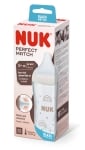 Стъклено шише със силиконов биберон Nuk - Perfect Matc, 3+ месeцa, размер М, Дъга