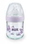 Стъклено шише NUK Nature Sense - TC, Softer, 0+ месеца, 120 ml, Лилаво