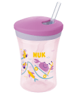 Чаша със сламка Nuk Evolution - Action Cup, 230 ml, 12+ месеца, Лилава