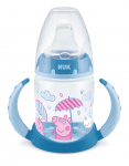 Чаша със силиконов накрайник NUK - First Choice, Peppa Pig, TC, 150 ml, 6-18 месеца, Синя