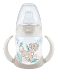 Шише със силиконов накрайник за сок NUK - First Choice, Lion King, TC, 150 ml