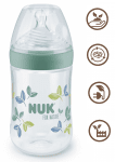 Шише със силиконов биберон NUK for Nature - TC, 260 ml, 0+ месеца, размер M, Зелено