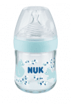 Стъклено шише NUK Nature Sense - TC, Softer, 0+ месеца, 120 ml, Синьо