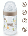 Шише със силиконов биберон NUK for Nature - TC, 260 ml, 0+ месеца, размер M, Бежово