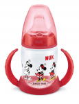 Чаша със силиконов накрайник за сок NUK - First Choice, Mickey, TC, 150 ml, Червена