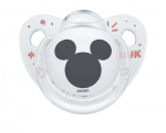 Силиконова залъгалка NUK - Mickey, 0-6 месeца, Бяла