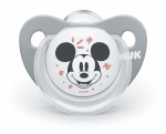 Силиконова залъгалка NUK - Mickey, 0-6 месeца, Сива