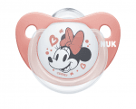 Силиконова залъгалка NUK - Mickey, 6-18 месeца, Червена + кутийка за съхранение и стерилизация