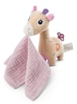Мека играчка NICI - 3D Жирафчето Сасума с муселинова кърпичка, 13 cm