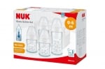 Комплект стъклени шишета Nuk - First Choice, TC, силикон, 2 x 240 ml + 2 х 120 ml + кошница