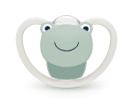 Силиконова залъгалка NUK - Space, Жаба с кутия за стерилизиране, 0-6 m