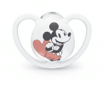 Силиконова залъгалка NUK - Space Mickey, 0-6 месеца, Бяла + кутийка