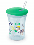 Чаша със сламка Nuk Evolution - Action Cup, 230 ml, 12+ месеца, зелена