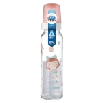 Стъклено шише с антиколик биберон Canpol - Розово, 240 ml
