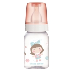 Стъклено шише с антиколик биберон Canpol - Розово, 120 ml