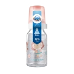Стъклено шише с антиколик биберон Canpol - Розово, 120 ml