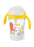 Неразливаща чаша със сламка NUK - Motion Cup, 8+ месеца, 230 ml, Жълта 