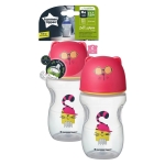Неразливаща се чаша с мек силиконов накрайник Tommee Tippee, Розова, 300 ml, 12 m+