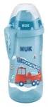 Чаша със сламка Nuk - Flexi Cup, 12м+, 300 ml, с пожарна, синя