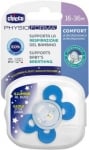 Силиконова залъгалка Chicco - Physio Comfort Night, 16-36 m, синьо коте