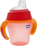 Неразливаща се чаша с мек накрайник Chicco - Soft Cup, Оранжева, 200 ml, 6 m+