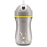 Спортна чаша със сламка Chicco - 266 ml, 14 m+, Сива