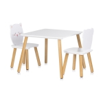 Детски комплект Chipolino - Маса с два стола, Мече и коте