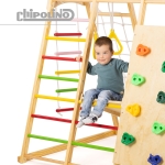 Дървена стълба за катерене Chipolino - С люлка и черна дъска