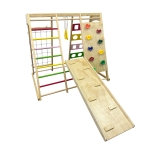 Многоцветна дървена стълба за катерене Chipolino - С люлка