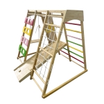 Многоцветна дървена стълба за катерене Chipolino - С люлка