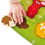 Дървен пъзел Hape - Пипни и разпознай, Горски животни, 6 части