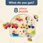 Дървен пъзел Battat - Превозни средства, 8 части