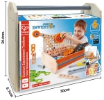 Игрален комплект Hape - Експерименти в науката, Дървена кутия, 32 части