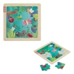 Дървен мини пъзел Fisher Price - Насекоми и буболечки, 9 части