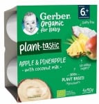 Млечен десерт Nestle GERBER Organic - Ябълка, ананас и кокосов мус, 4х90 g