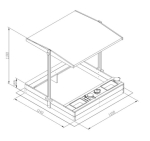 Детски дървен пясъчник 3 в 1 Ginger Home - С Кухня, Пейка и Сенник с UV Защита