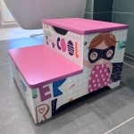 Дървено детско столче, стъпало на 2 нива Ginger Home - Super Girl, Розово